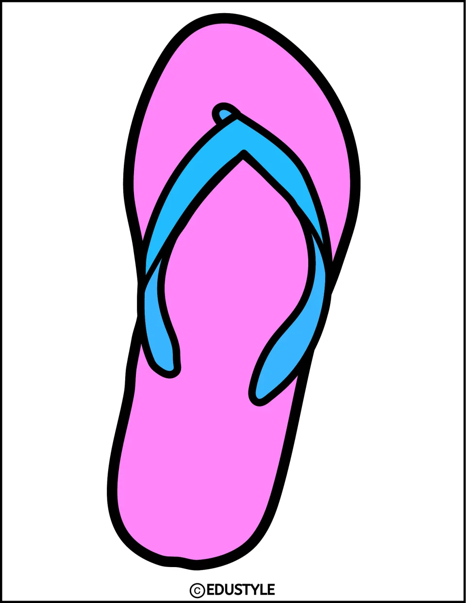One bright pink flip-flop with blue straps, a decorative piece for the summer bulletin board and door kit