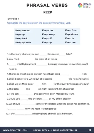 Keep Phrasal Verbs – English Practice Exercises – sample page 3