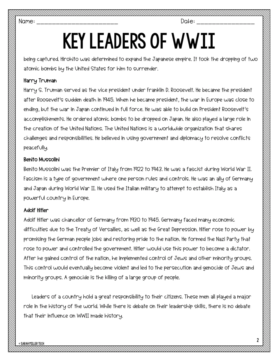 WWII leaders passage, part 2: end of Hirohito, then Harry Truman, Benito Mussolini, Adolf Hitler and a conclusion
