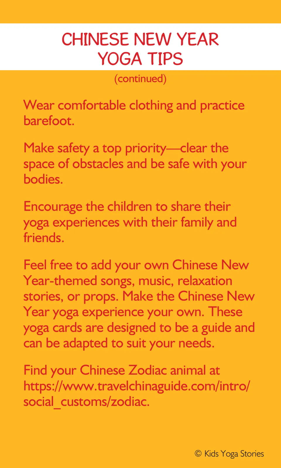 More yoga tips: wear comfy clothes, go barefoot, clear the space for safety, add themed songs or props, find your zodiac