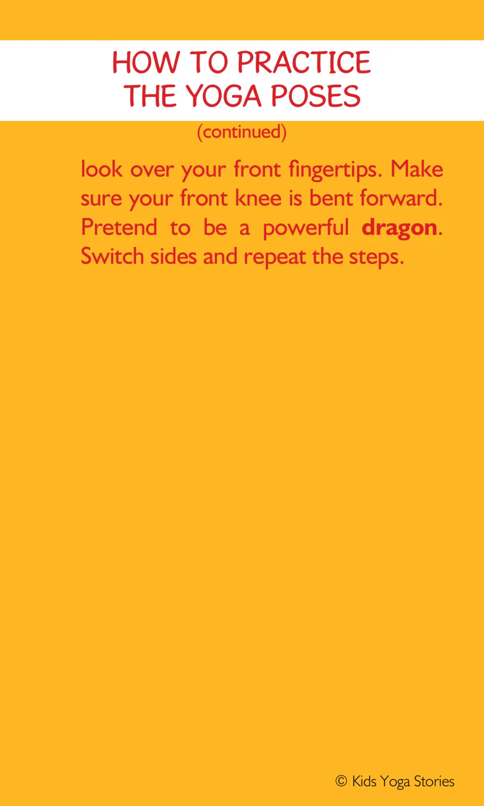 End of Warrior 2 Pose steps: look over front fingertips, bend the front knee, be a powerful dragon, then switch sides