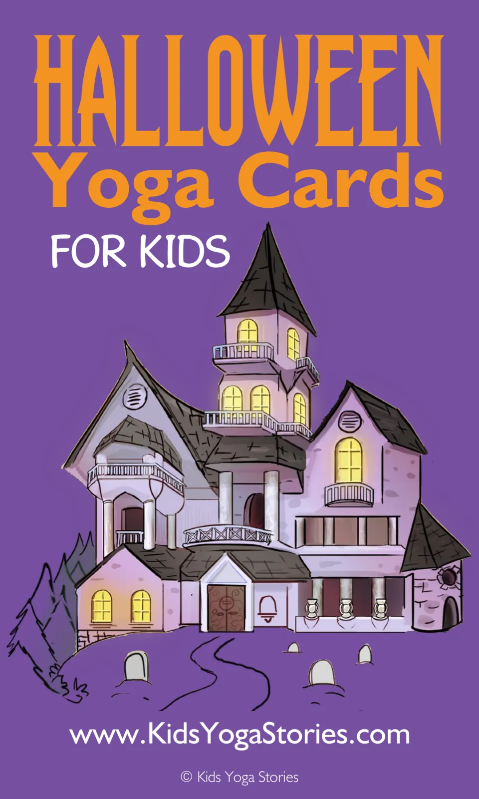 Cover of Halloween Yoga Cards for Kids, a movement card resource from Kids Yoga Stories for children