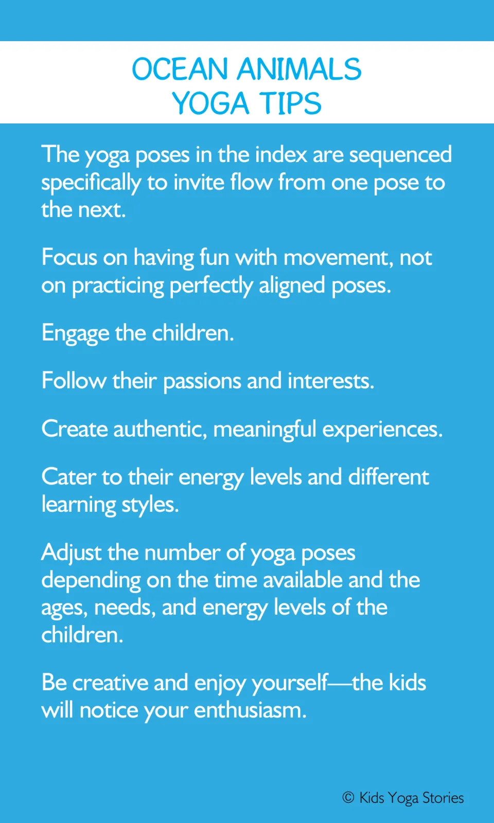 Ocean animal yoga tips explain pose sequencing, playful movement, and adapting practice to children's needs