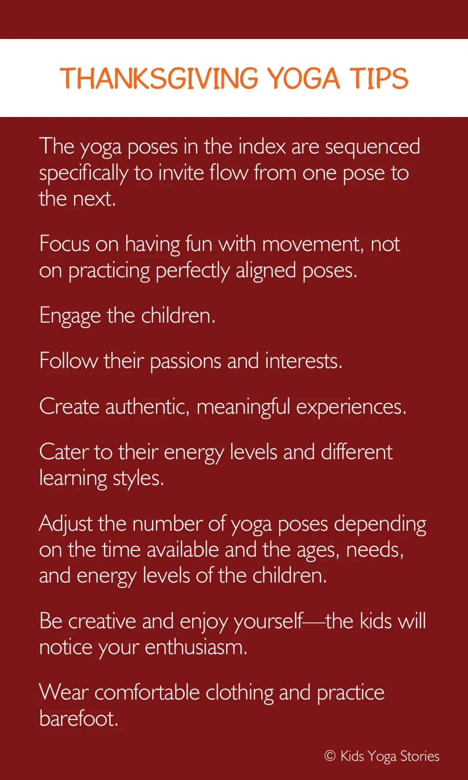 Thanksgiving yoga tips explain pose sequencing, playful movement, and adapting practice to children's needs
