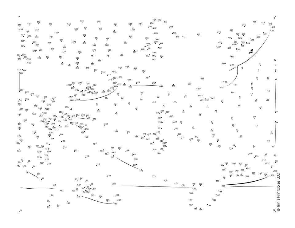 Orca number-sequence puzzle: students join more than 450 numbered dots in order to reveal a large whale picture