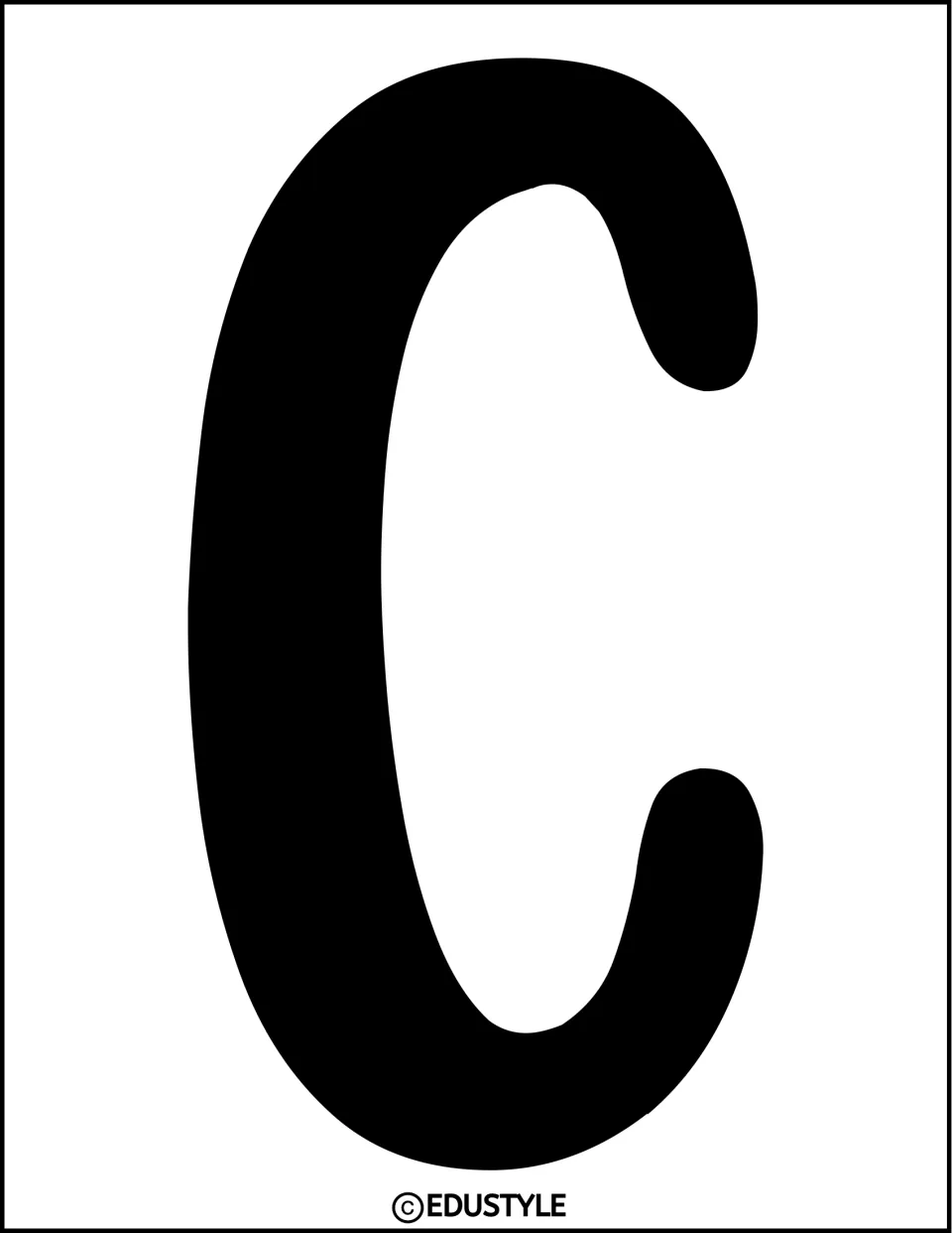 Display letter C: a large solid black rounded C on its own page, for cutting out and adding to a door or board title