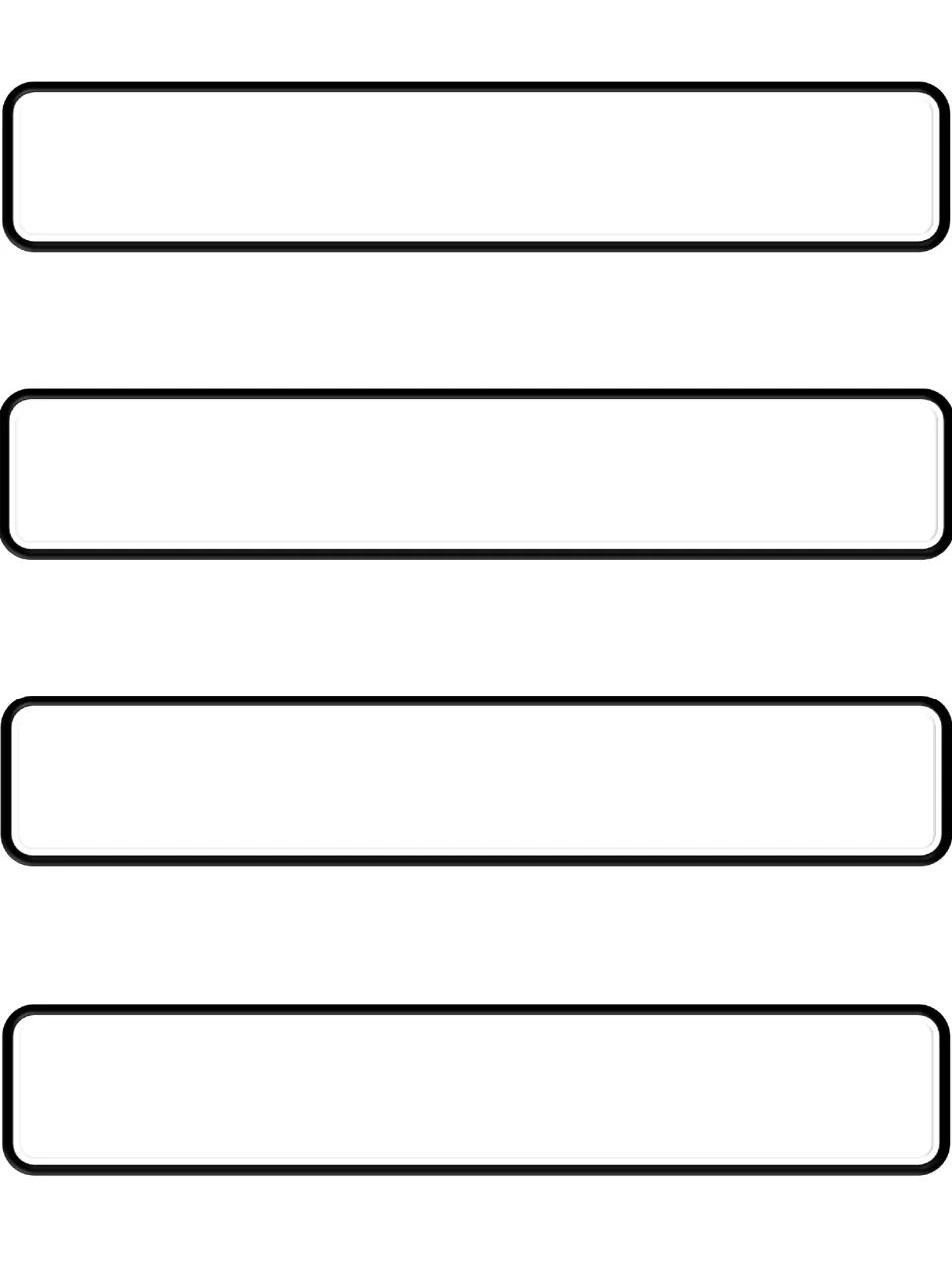 Four blank black-and-white bracelet bands to color, cut out, and attach to chosen character-trait hearts