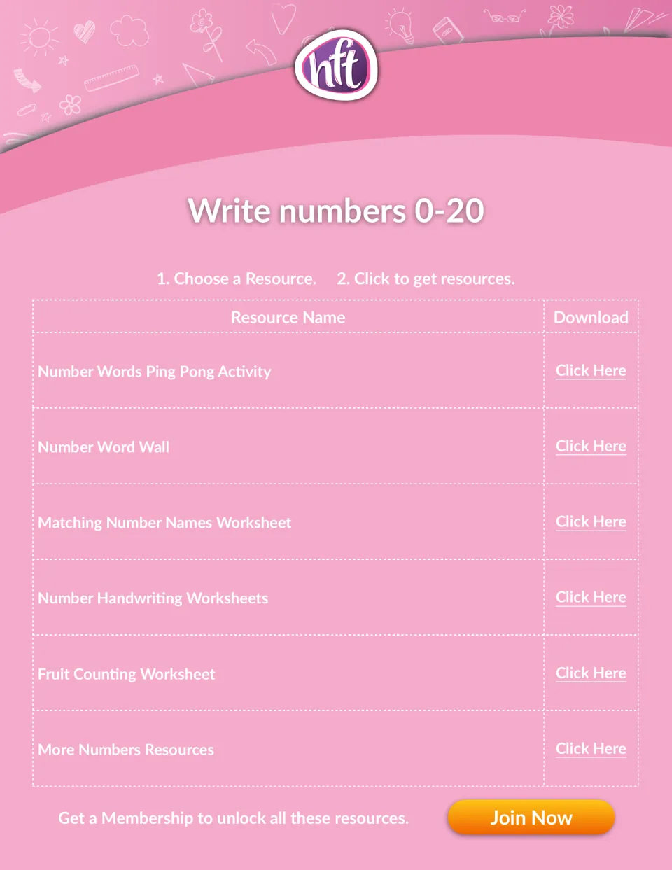 Write numbers 0-20: links to number words ping pong, word wall, number names matching and handwriting worksheets