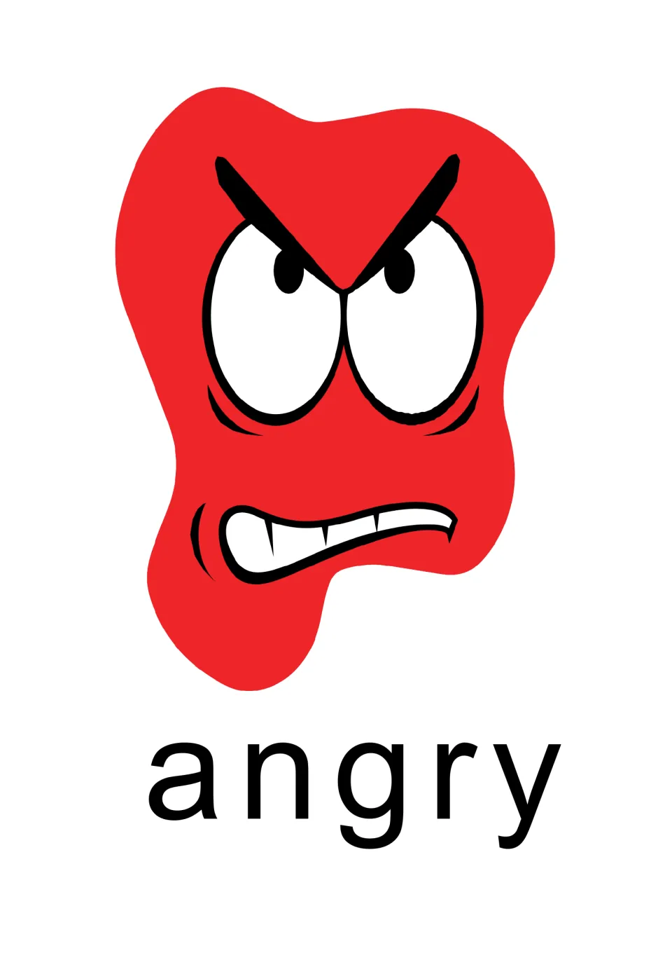 Individual “angry” emotion card for the SEL presentation, showing a red face with furrowed brows and bared teeth