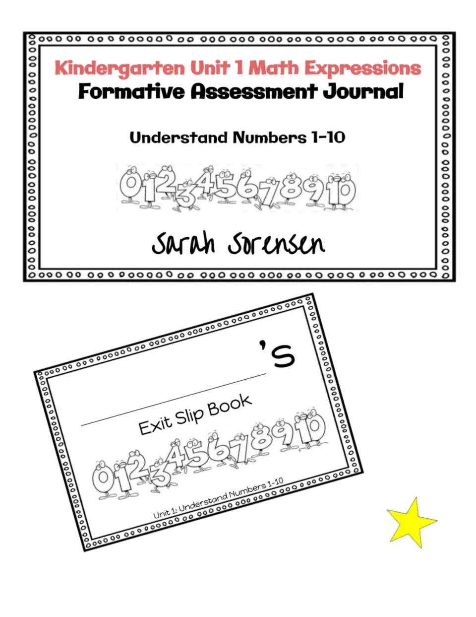 Kindergarten Unit 1 Math Expressions Formative Assessment Journal cover, Understand Numbers 1-10, with Exit Slip Book