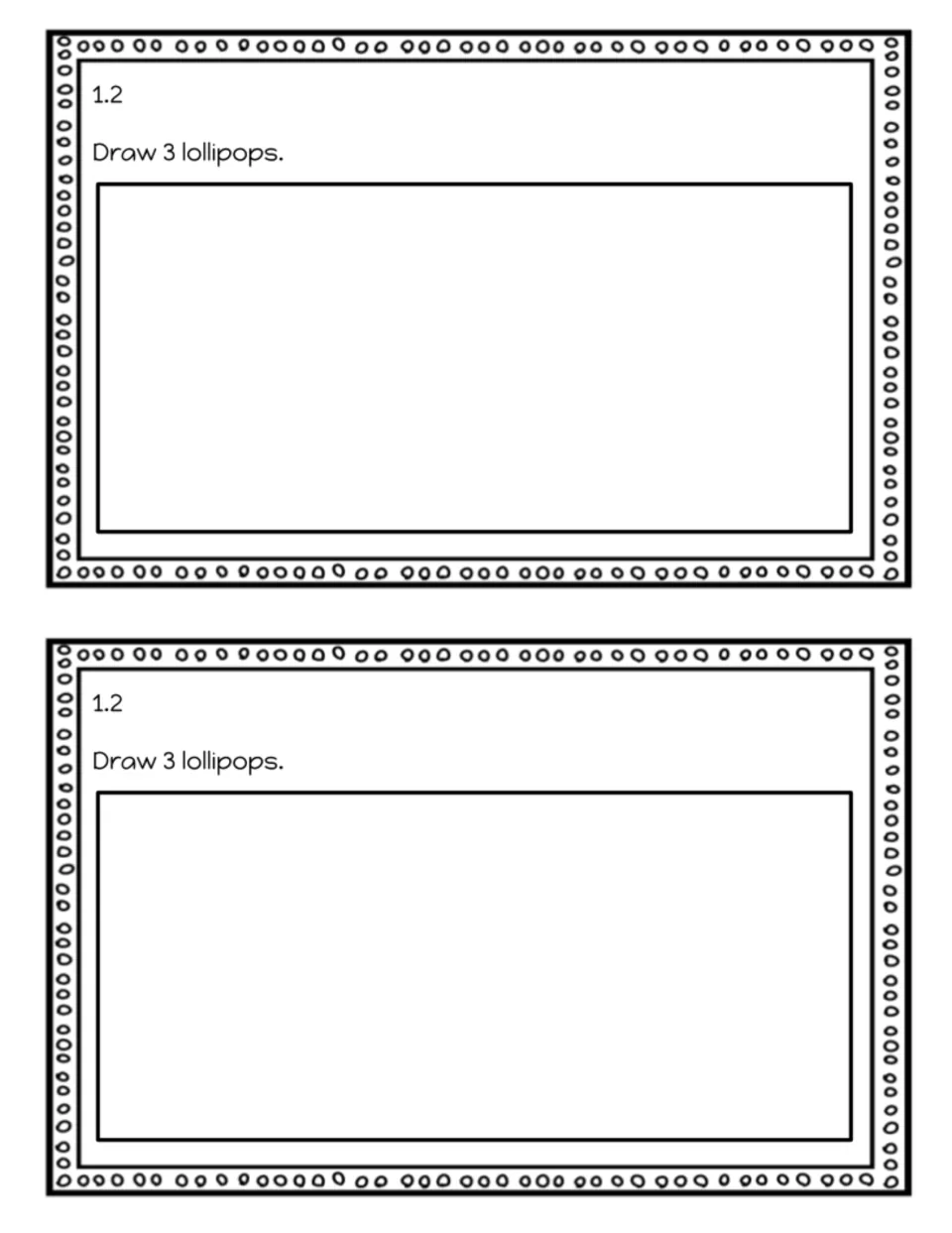 Exit slip 1.2: students draw 3 lollipops to show a quantity, practising making a set of a given number on each slip
