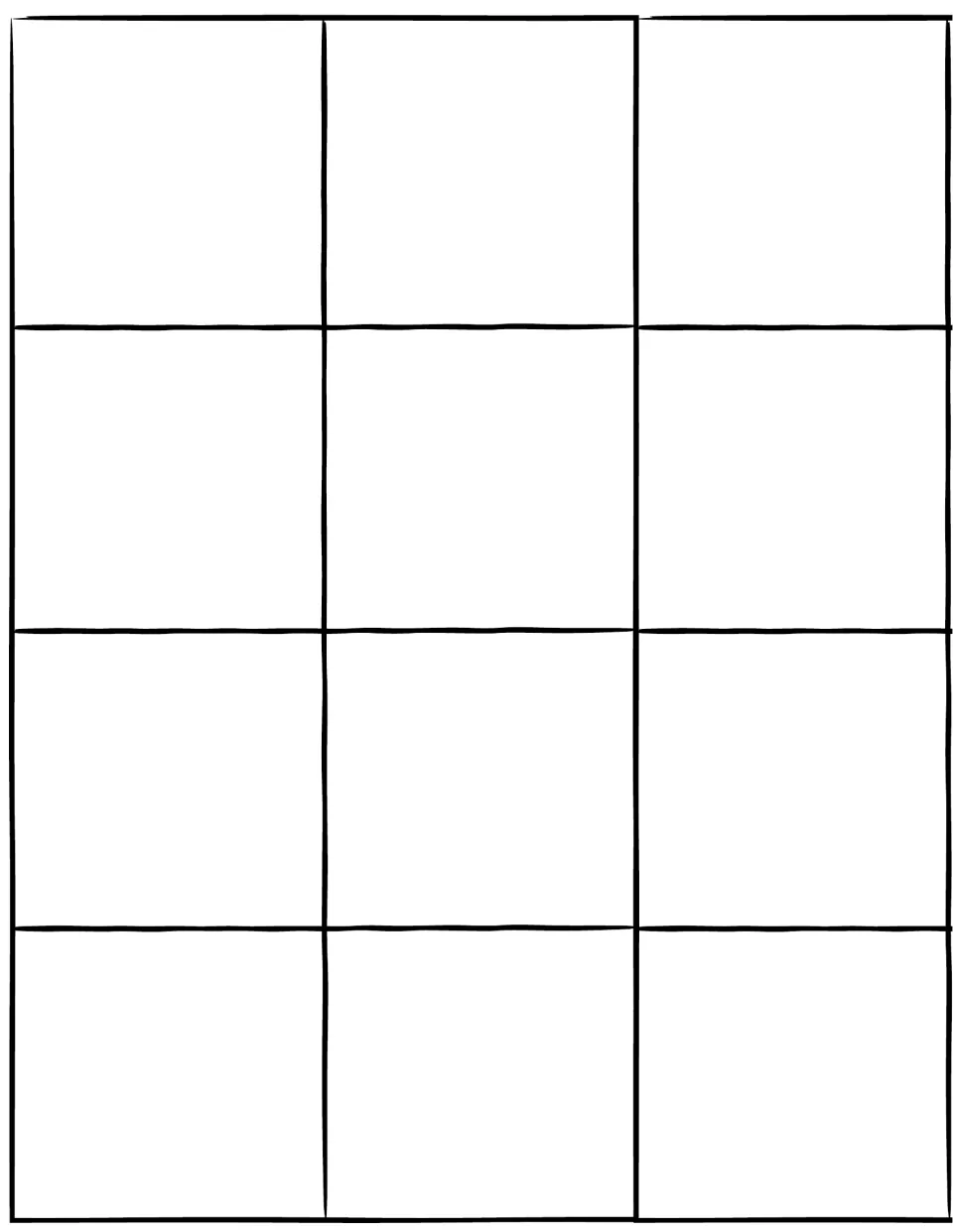 Kindness ticket holder sheet: 12 empty spaces where students tape or glue their filled-in kindness tickets on the board