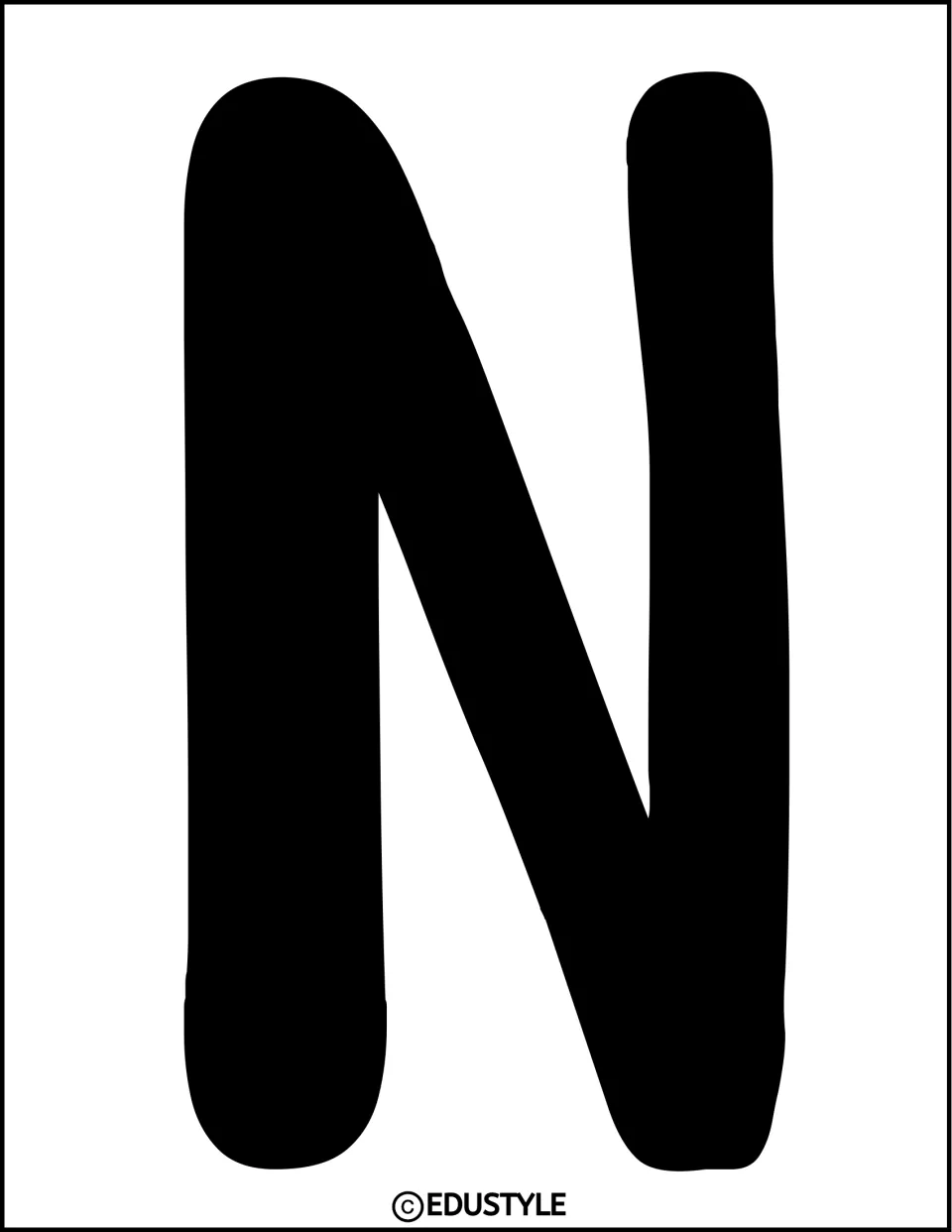 Solid black uppercase N, one of the individual display letters in the kindness bulletin board and door decor kit