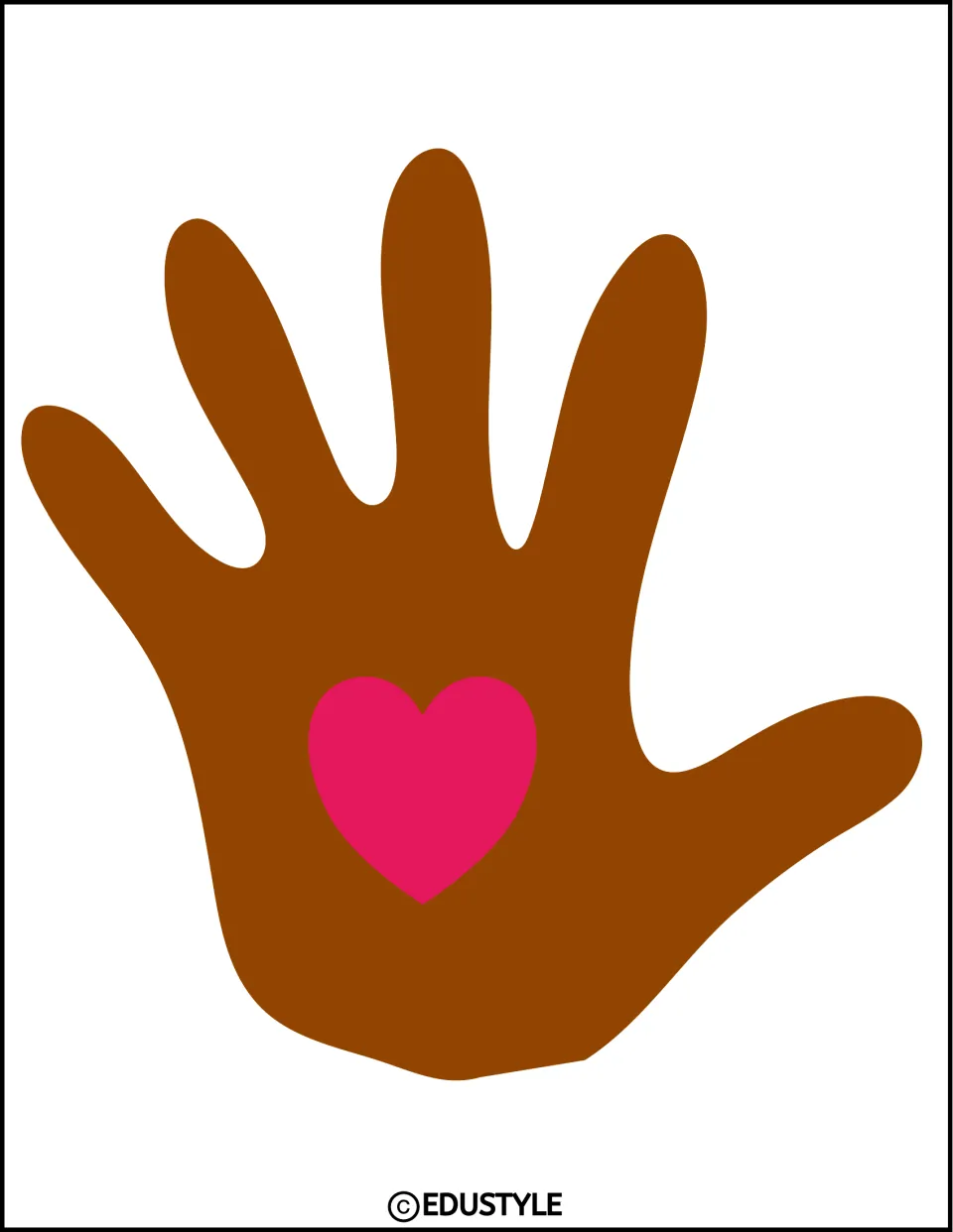 Large brown hand cutout with its thumb pointing right, part of the kindness bulletin board and door decor kit
