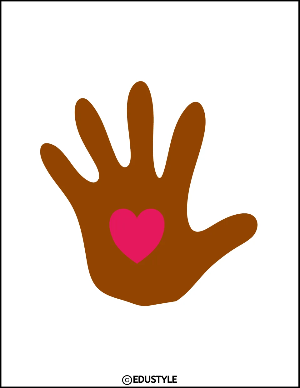 Small brown hand cutout with its thumb pointing right, part of the kindness bulletin board and door decor kit
