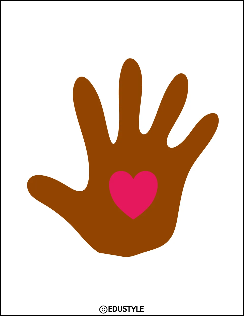 Small brown hand cutout with its thumb pointing left, part of the kindness bulletin board and door decor kit