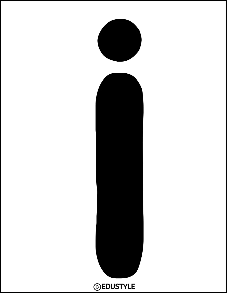 Black lowercase i cutout for the autumn bulletin board kit's 'Kindness Leaves Others Encouraged' display