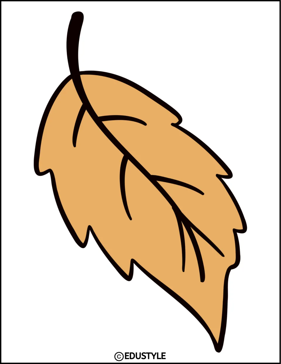 Single tan leaf cutout with a pointed tip and dark veins for the autumn bulletin board and door decor kit