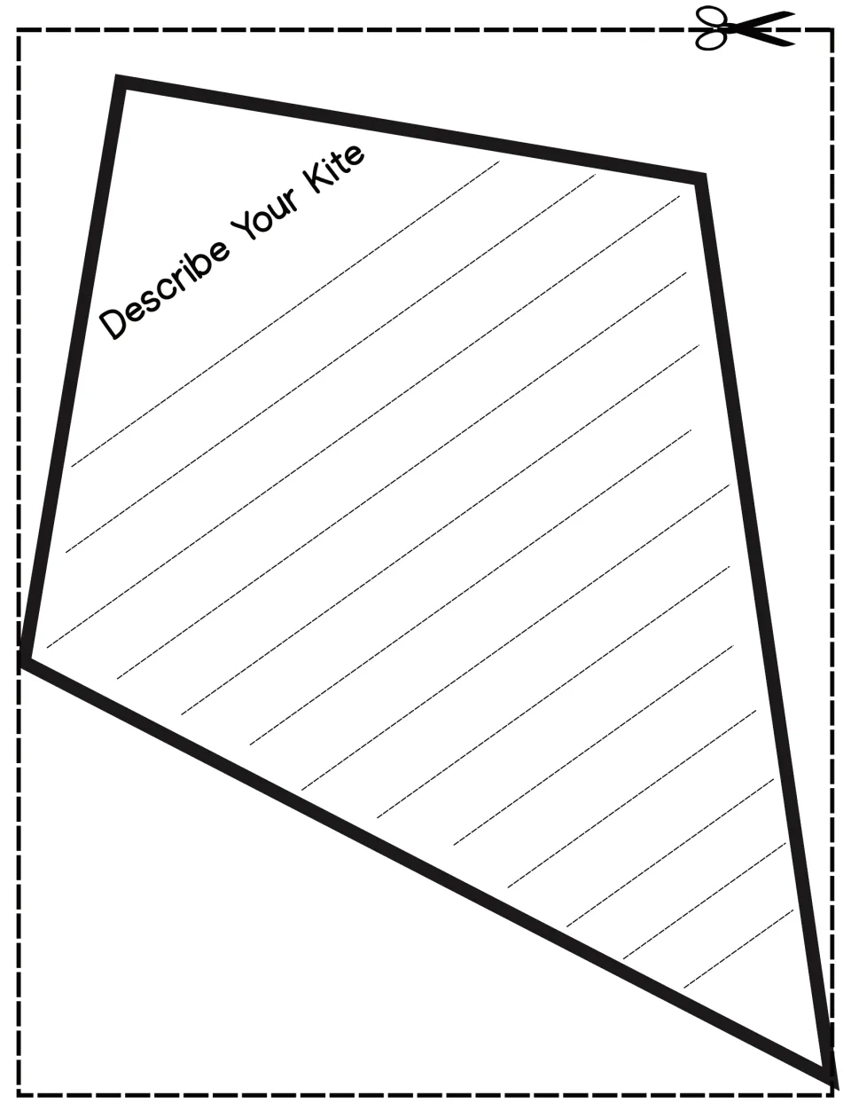 Describe Your Kite: students write about the kite they designed, then cut out the kite-shaped writing page
