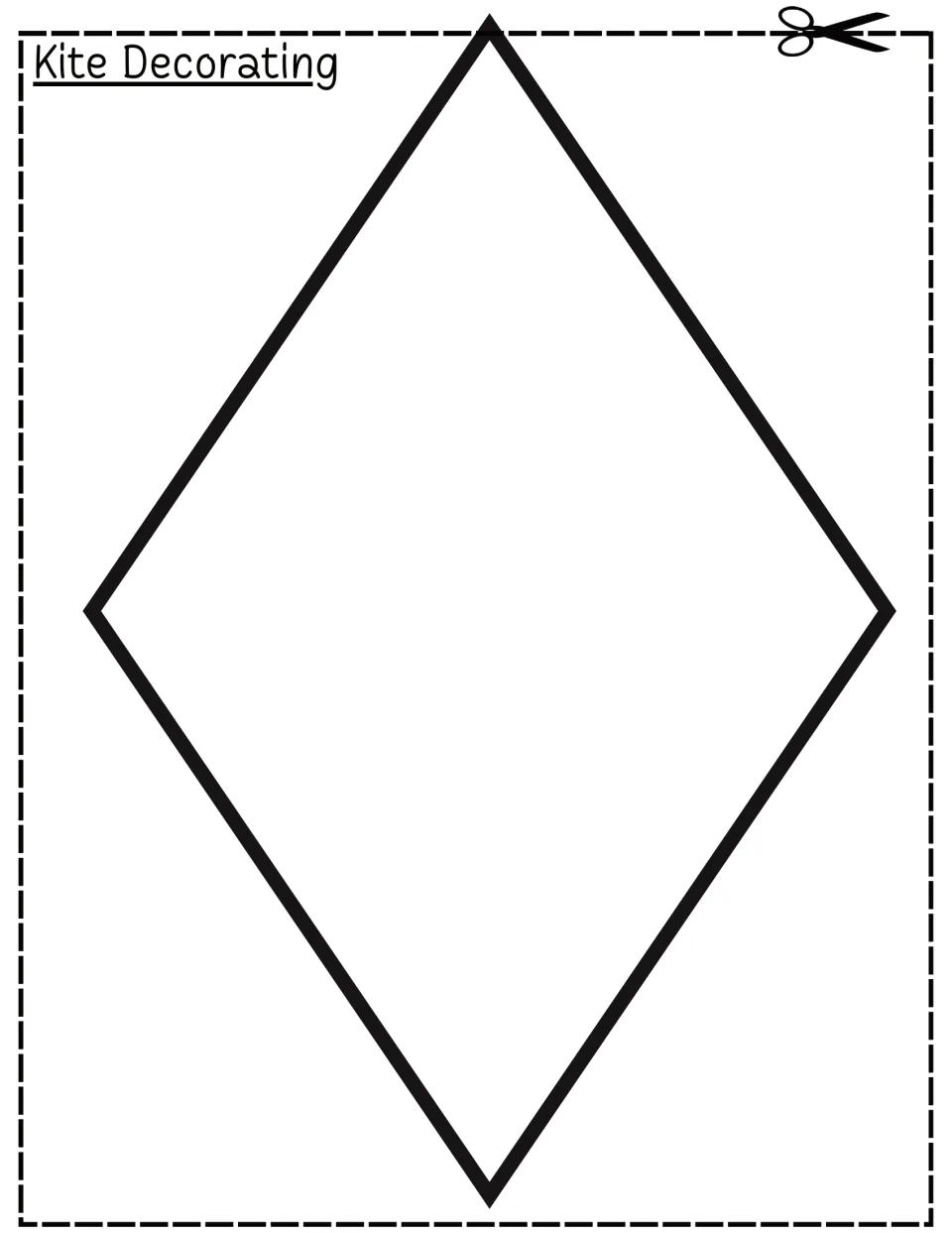 Kite Decorating: a blank diamond kite outline for students to color, design and cut out as the body of their kite