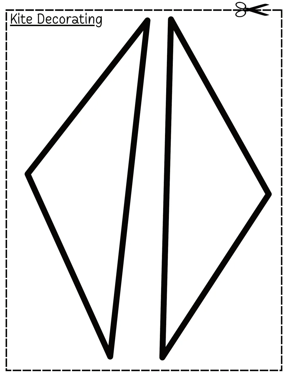 Kite Decorating cut-out pieces: two tall triangle halves of a kite for students to color, cut out and join together