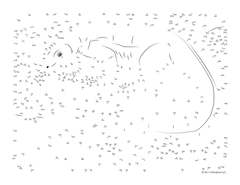 Komodo dragon number puzzle: students connect dots 1 to about 387 in order to finish two lizards, plants and a border