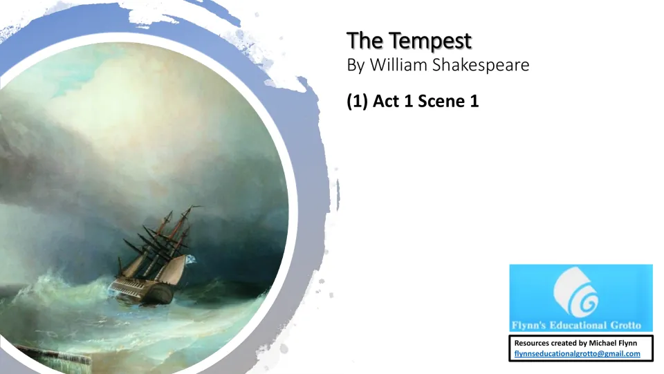 Lesson cover identifying William Shakespeare as the author and Act 1 Scene 1 as the focus of lesson 1