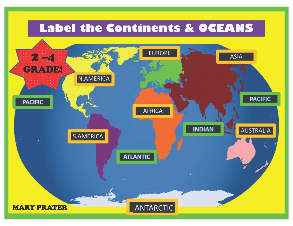 Label the Continents and Oceans – Map Activity – cover