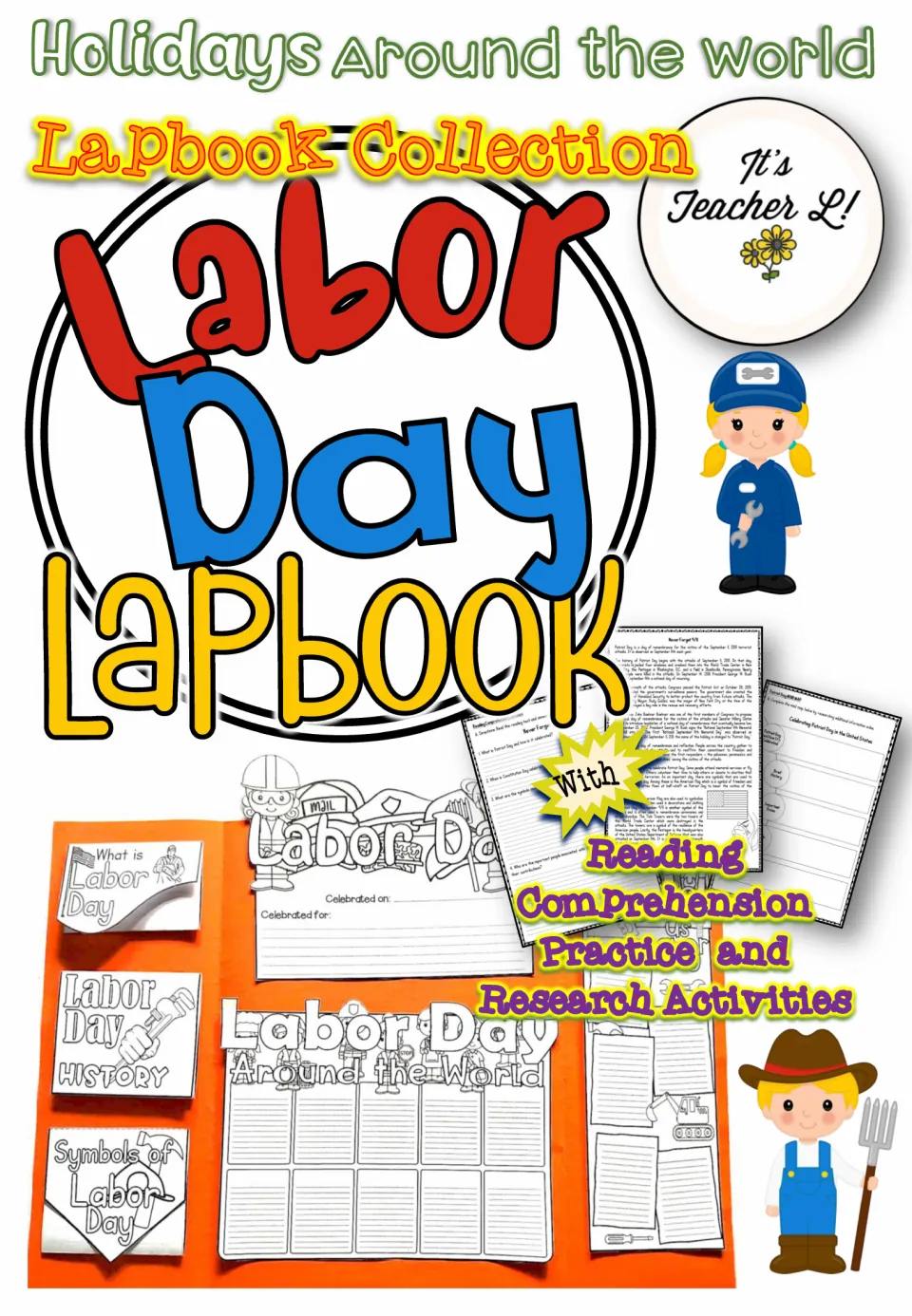 Labor Day lapbook cover from the Holidays Around the World collection, with reading comprehension and research activities