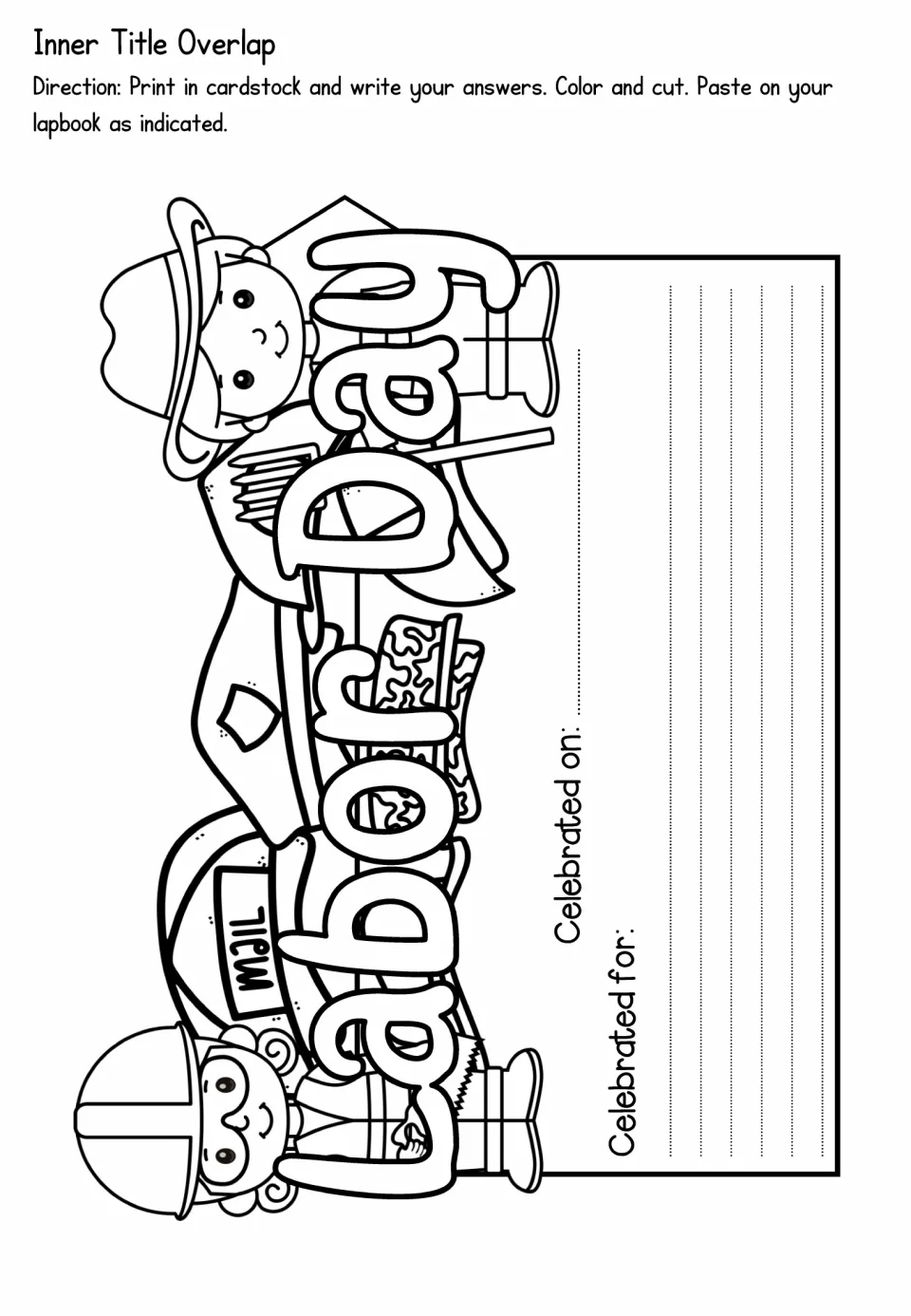Inner title overlap: Labor Day banner with workers where students write when the holiday is celebrated and what it honors