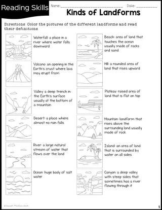 Landforms Reading Packet – sample page 2