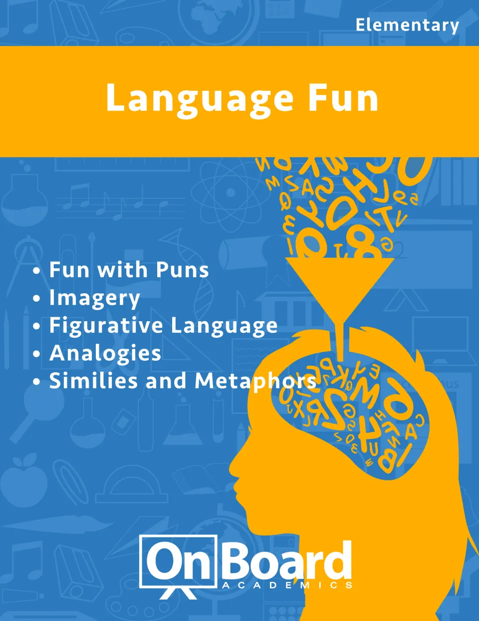 Language Fun cover listing puns, imagery, figurative language, analogies, and similies and metaphors topics