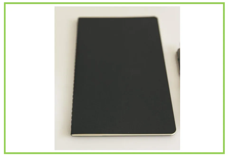 Picture-only banking vocabulary flashcard showing a closed black booklet for the bankbook vocabulary pair