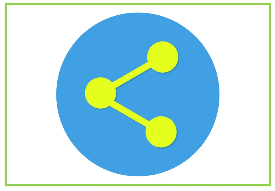 Picture-only social media vocabulary flashcard for share, showing three connected dots inside a blue circle
