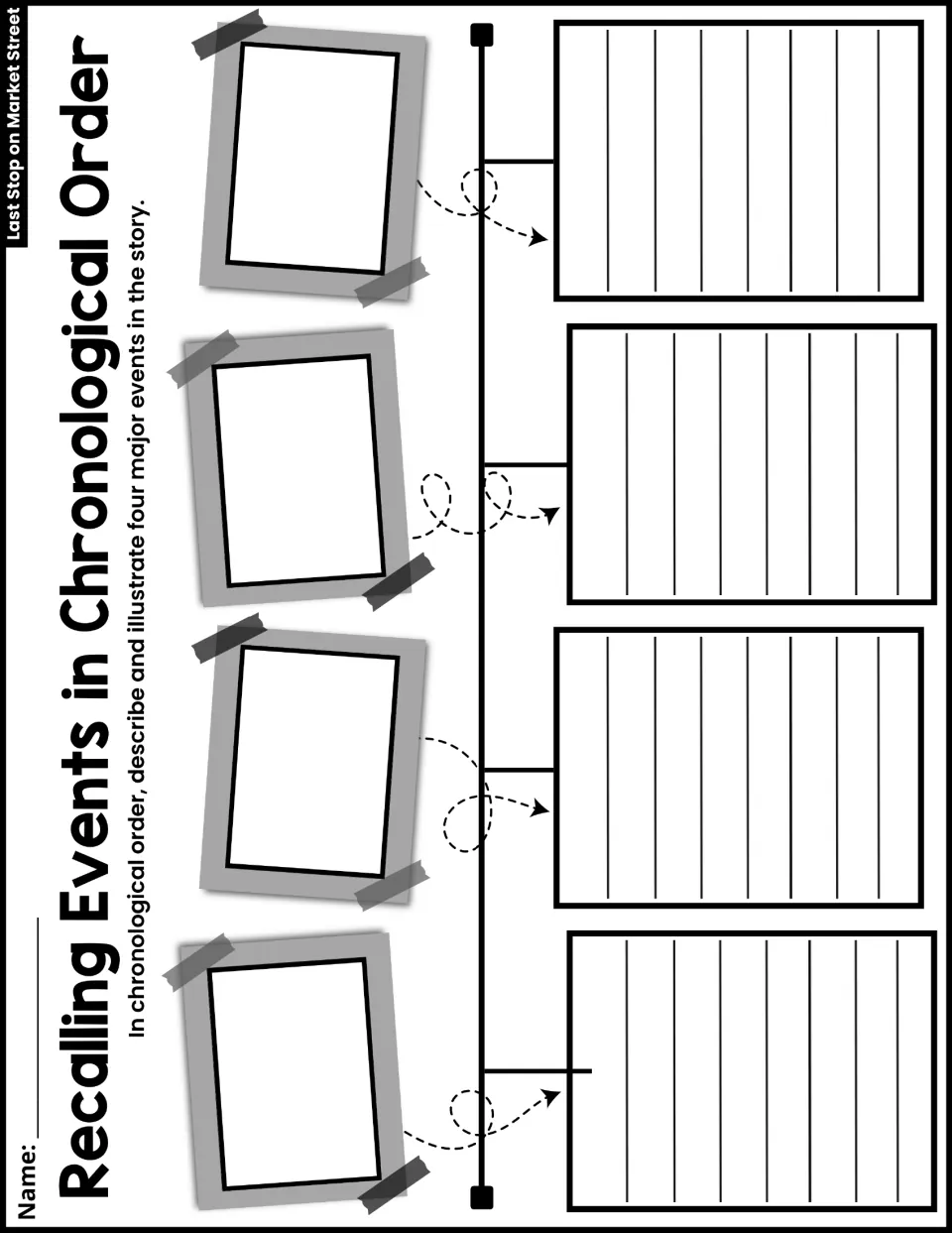 Recalling Events in Chronological Order activity asks students to describe and illustrate four major story events.