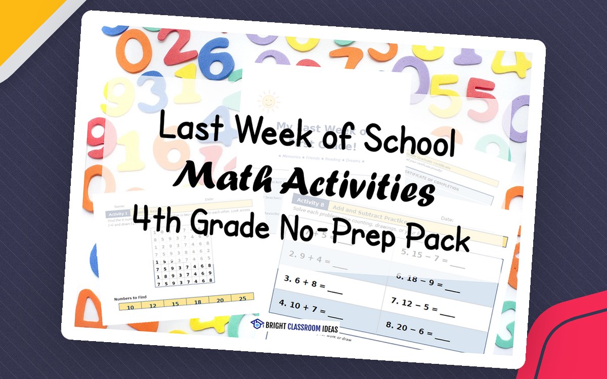 Last Week of School Math Activities | 4th Grade No-Prep Pack preview