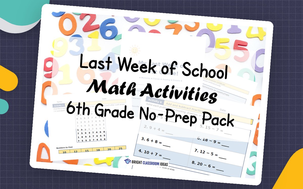 Last Week of School Math Activities | 6th Grade No-Prep Pack preview