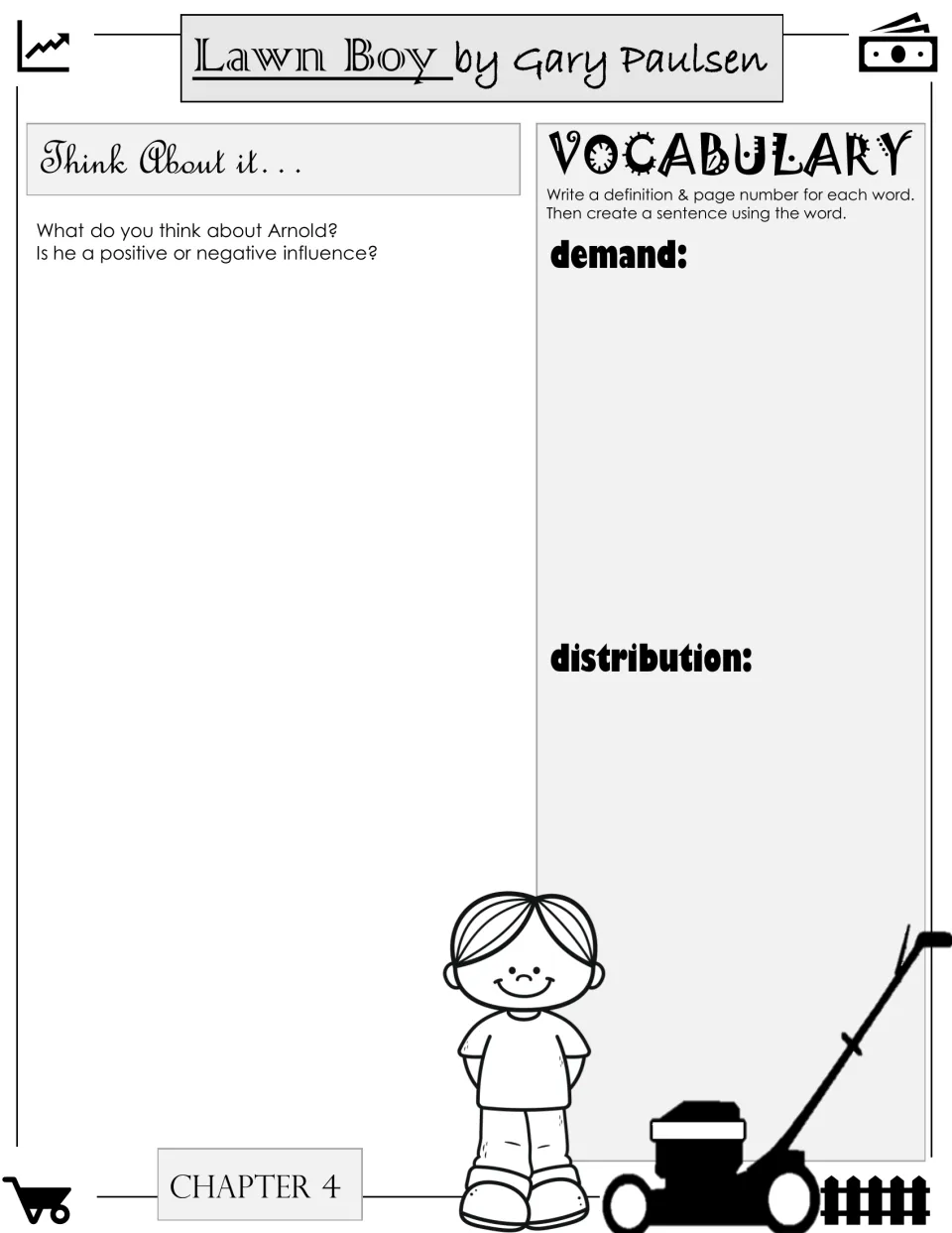 Chapter 4 response: students judge if Arnold is a positive or negative influence, then define demand and distribution