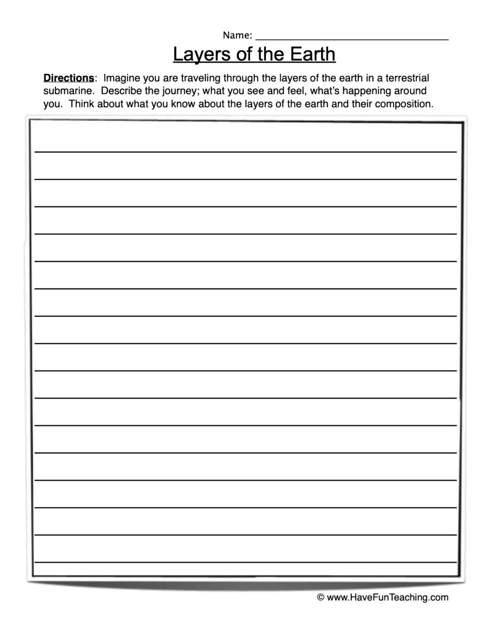 Earth layers writing prompt: imagine a terrestrial submarine journey and describe what you see and feel.