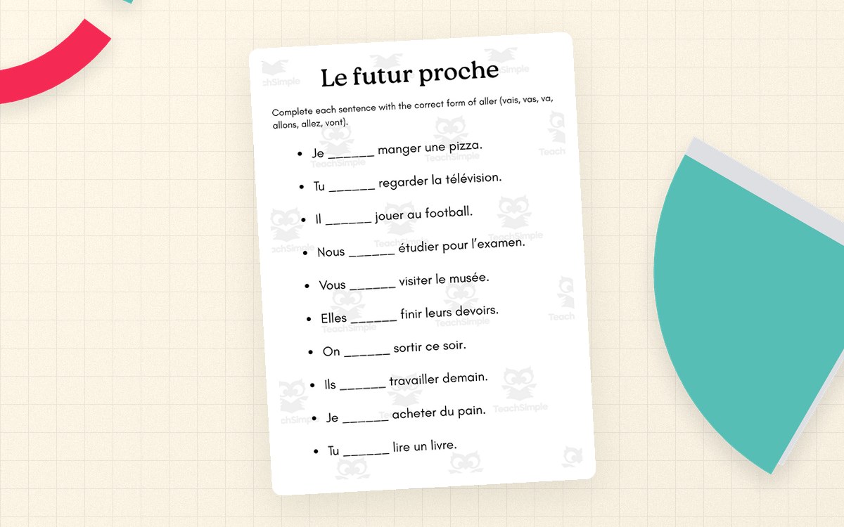 le futur proche exercices - french futur proche worksheet preview