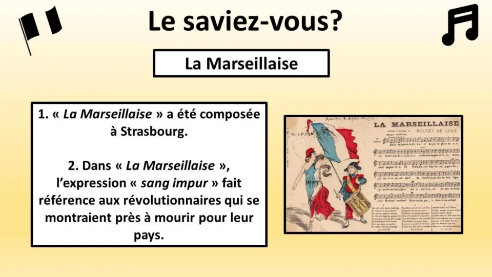 French fact page on La Marseillaise: its composition in Strasbourg and an explanation of “sang impur”