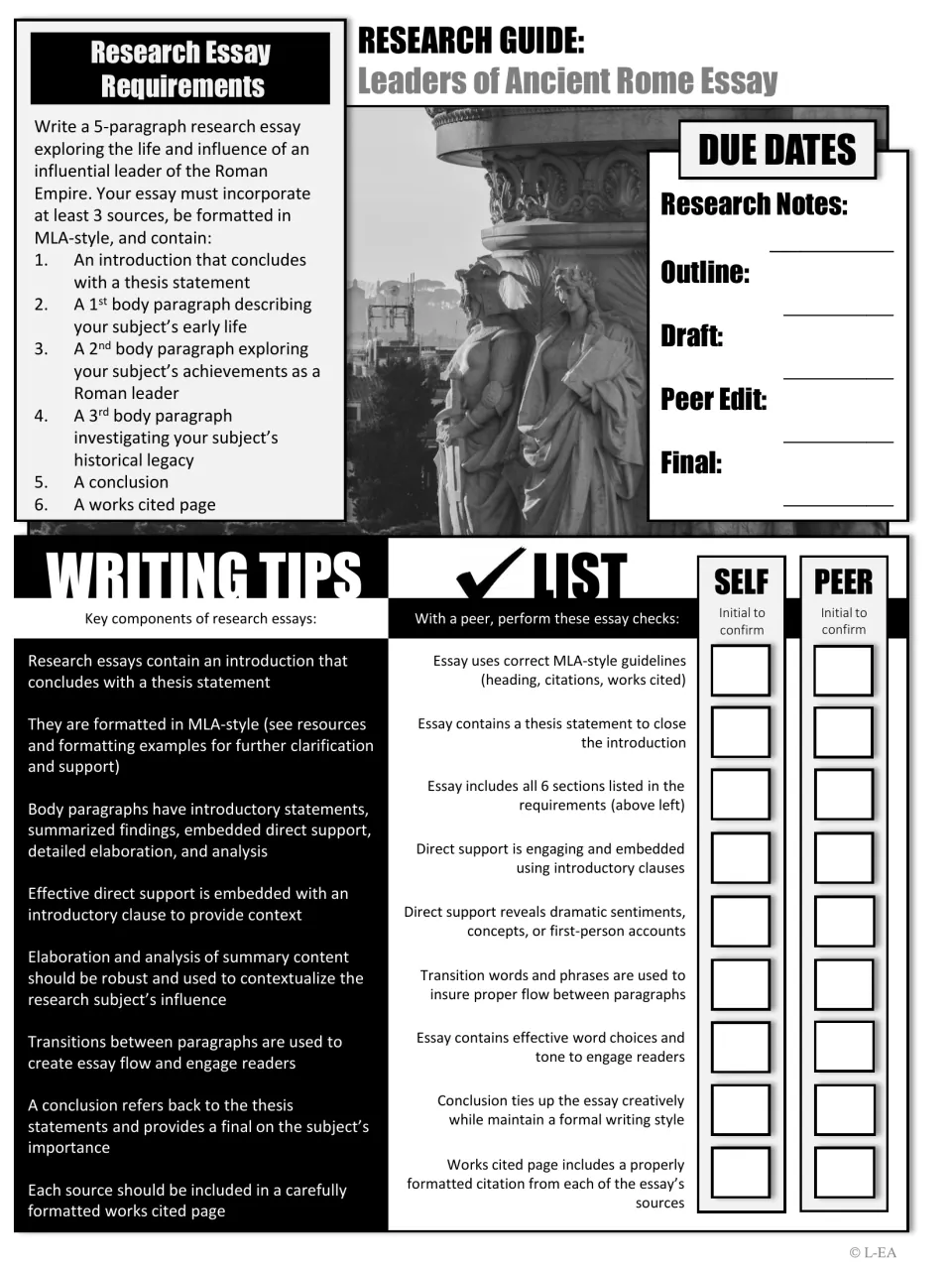 Grayscale research essay guide: due dates, six required parts and a nine-item self and peer essay checklist to initial