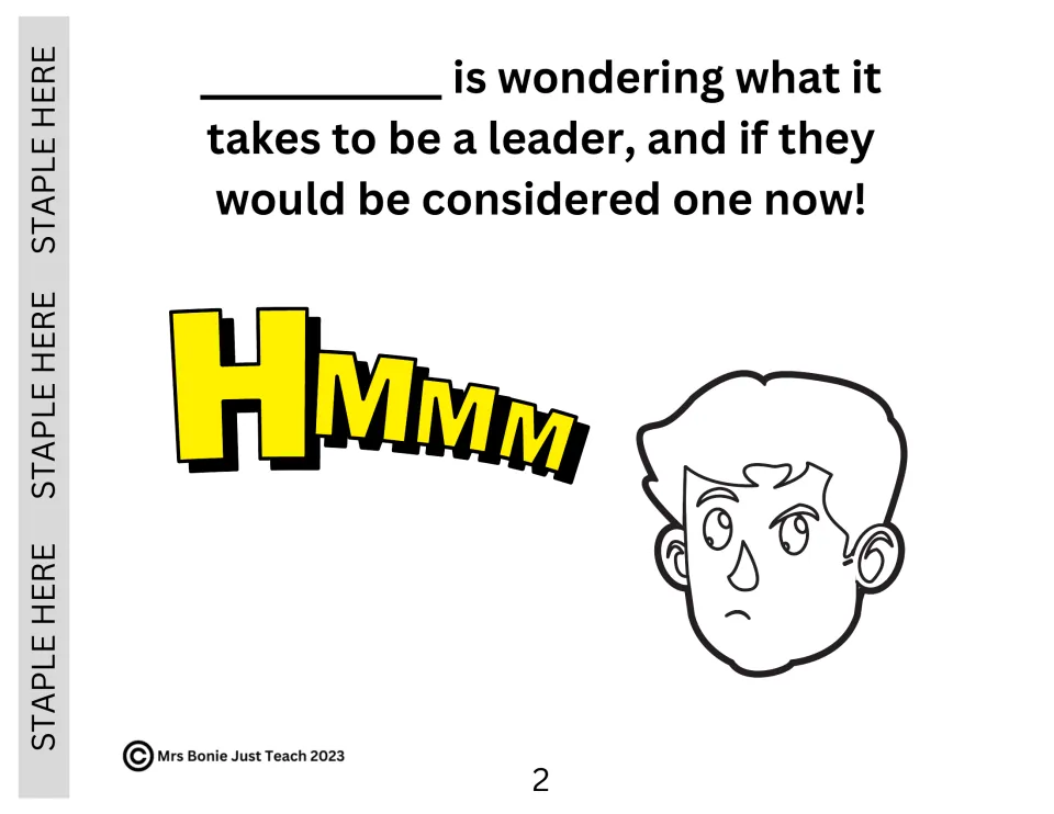 Story page where the character wonders what it takes to be a leader, with a puzzled face and a Hmmm speech burst