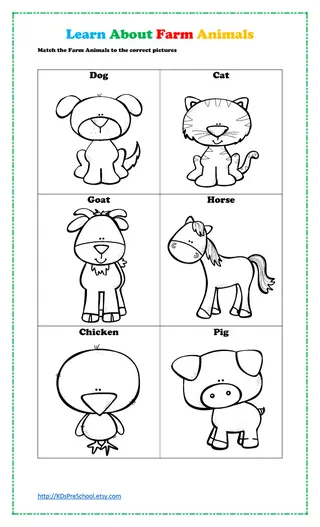 Farm Animals Matching Worksheet – Cut & Paste – sample page 2