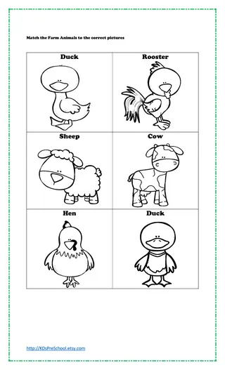 Farm Animals Matching Worksheet – Cut & Paste – sample page 3