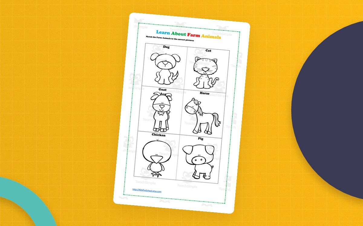 Farm Animals Matching Worksheet – Cut & Paste preview