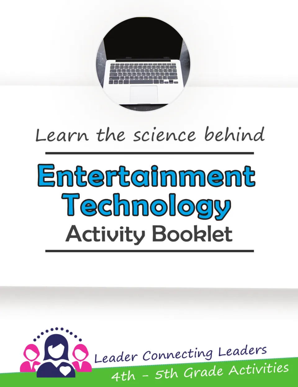 Entertainment Technology Activity Booklet cover with a laptop photo and the label '4th–5th Grade Activities'