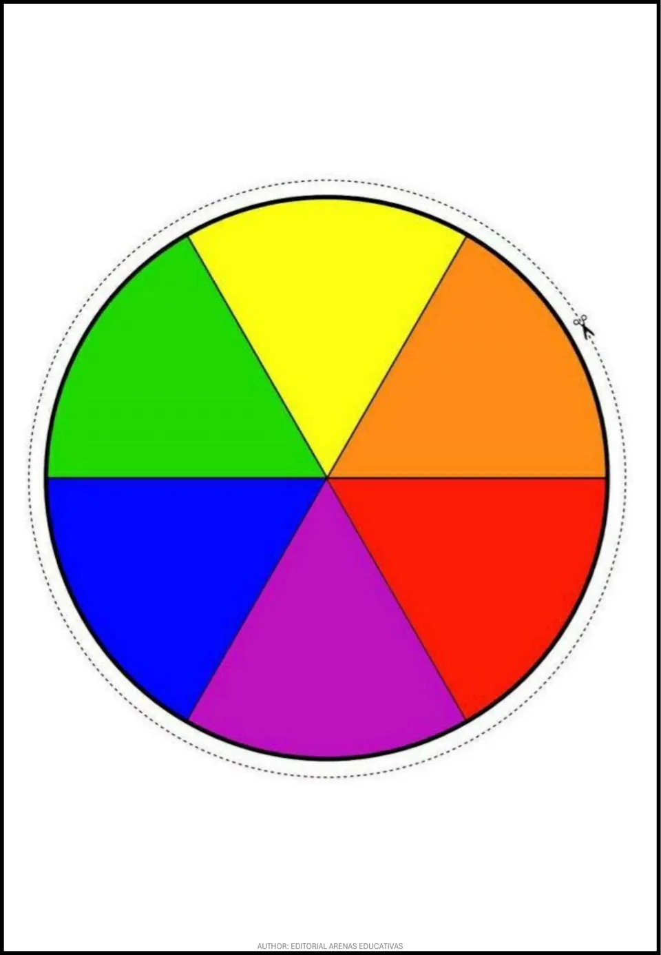 Cutout wheel for the color-matching resource with six sections: yellow, orange, red, purple, blue, and green.