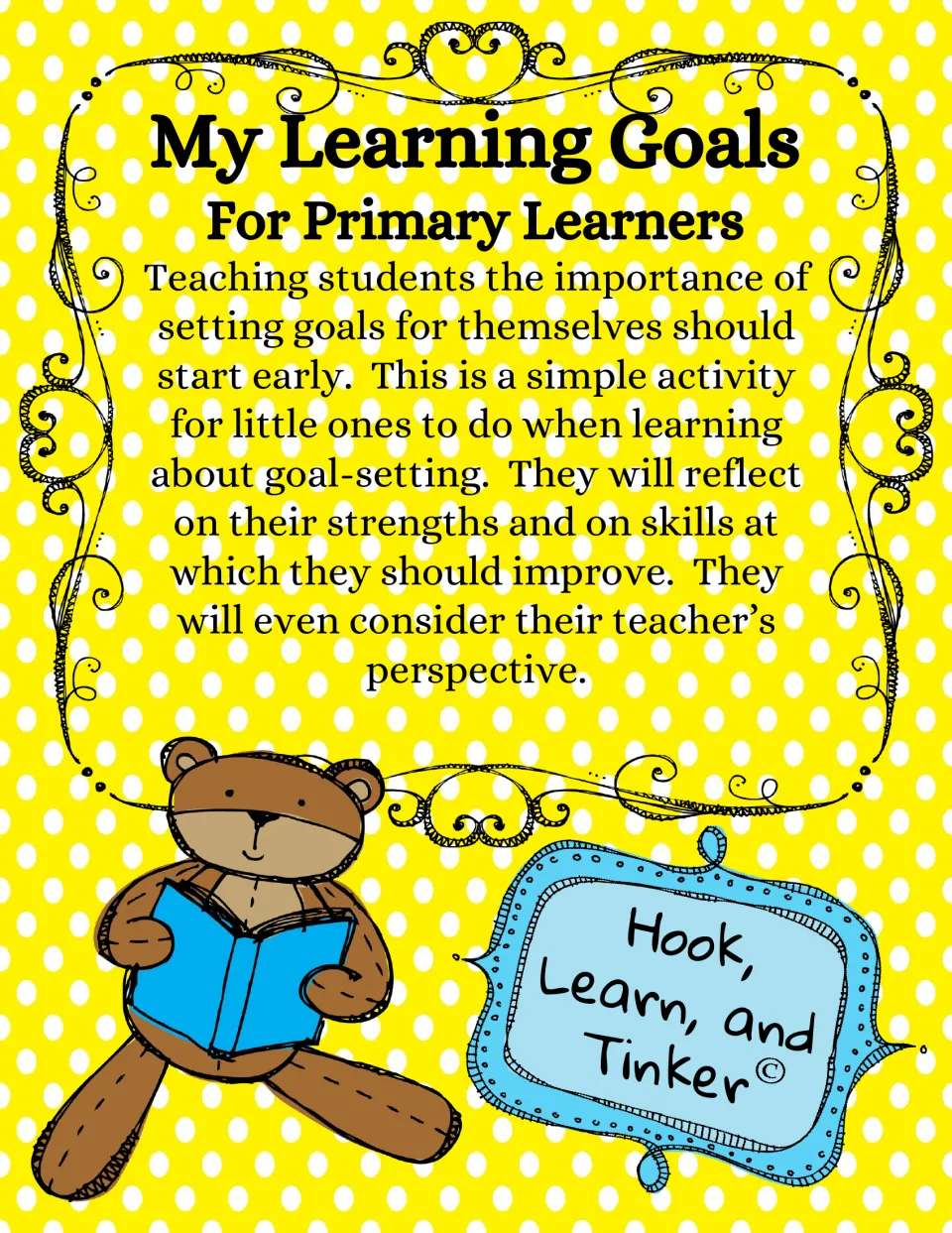My Learning Goals for Primary Learners cover: a goal-setting activity on strengths, skills to improve and teacher's view