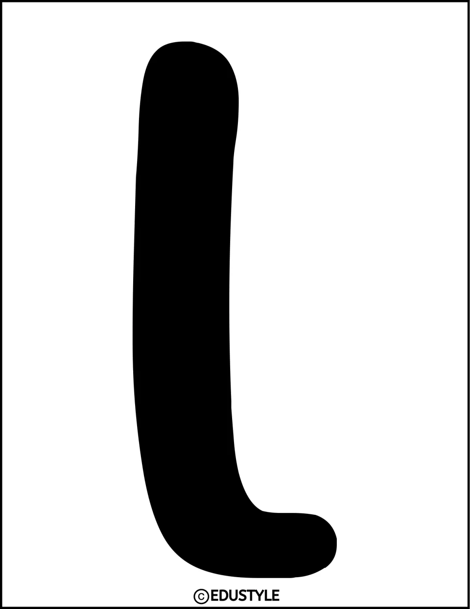Bulletin board letter L: a full-page black rounded capital L to print and cut out for the display title